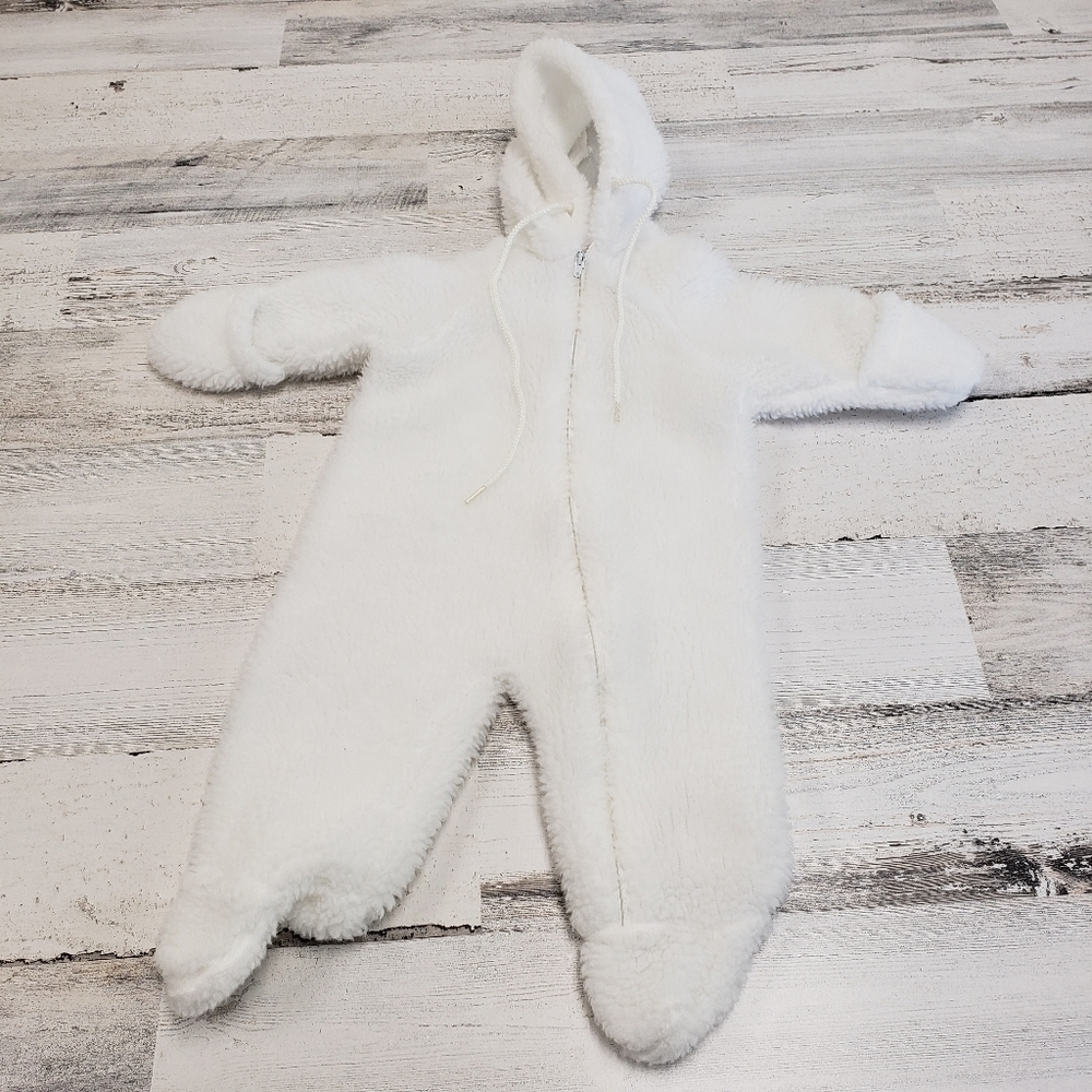 Vintage Obion Baby One Piece Zippered Hoodie Snowsuit Size 0-9 Months